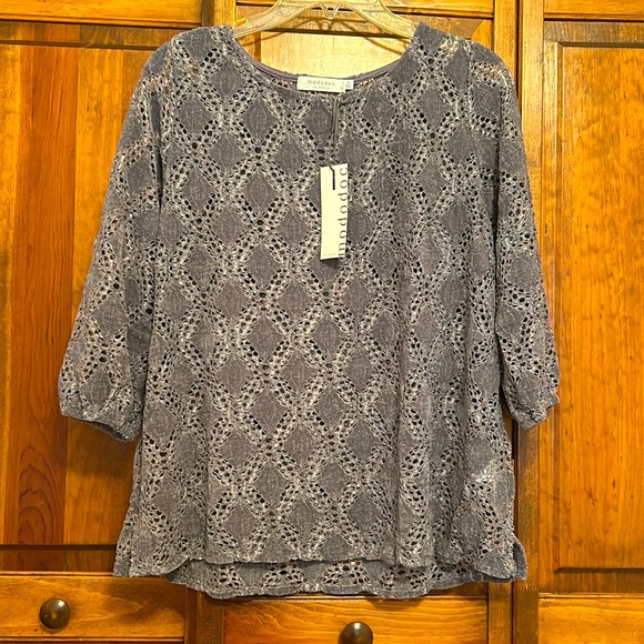 Mododoc Womens Size Medium Gray Polyester Velvet Diamond Pullover Sweater - Picture 1 of 7
